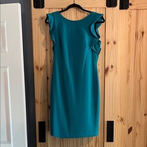 Calvin Klein Teal Ruffle Midi Dress